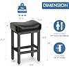 Raynesys Counter Height Bar Stools Set of 2, 24 Inch Barstools for Kitchen Island Counter, Bonded Leather Kitchen Stools with Thick Saddle Seats & Heavy Duty Metal Base, Easy Assembly, All Black