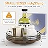 Farmhouse Oak 9" Lazy Susan Turntable Organizer for Cabinet, Round Wooden Lazy Susan Organization and Storage for Dining Table, Pantry, Kitchen, Countertop, Cupboard,Home Decor, Walnut Wood