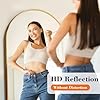 DUMOS 64"x21" Arched Full Length Floor Mirror, Full Body Mirror with Stand, Shatterproof Tempered Glass, Modern Aluminum Alloy Frame, Free Standing or Leaning for Home Decor, Gold