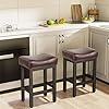 Raynesys Counter Height Bar Stools Set of 2, 24 Inch Barstools for Kitchen Island Counter, Bonded Leather Kitchen Stools with Thick Saddle Seats & Heavy Duty Metal Base, Easy Assembly, All Black