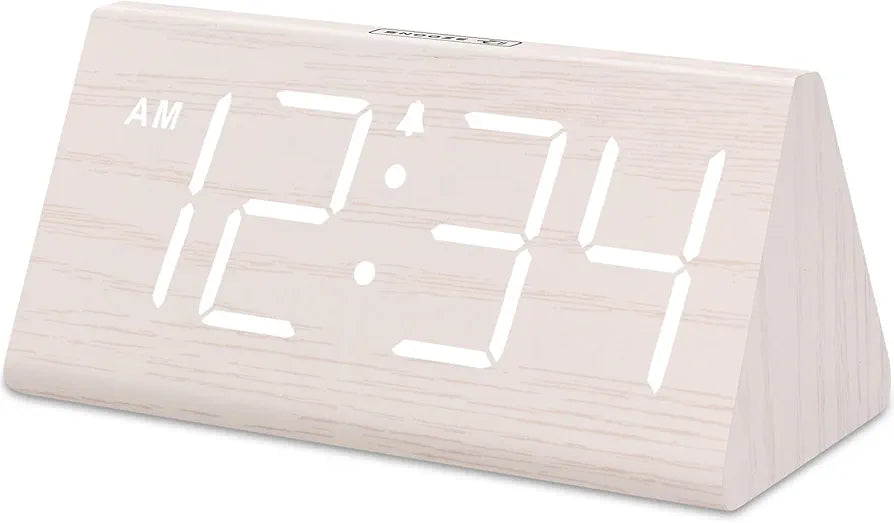 DreamSky Wooden Digital Alarm Clock with USB Charging and Adjustable Dimmer