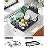Kitsure Dish Drying Rack for Kitchen Counter, Stainless Steel Sink Organization and Storage Essentials with Cutlery Holder, Home and Appartment Decor, 12''W x 15.5''L, Black