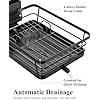 Kitsure Dish Drying Rack for Kitchen Counter, Stainless Steel Sink Organization and Storage Essentials with Cutlery Holder, Home and Appartment Decor, 12''W x 15.5''L, Black
