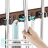 OUTNILI Mop Broom Holder Wall Mount with 3 Slots & 4 Hooks - Wood Broom Mop Hanger for Pantry Kitchen Organization - Garden Tool Organizer for Closet Laundry Room - for Rustic Farmhouse Kitchen Decor
