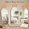 DUMOS 64"x21" Arched Full Length Floor Mirror, Full Body Mirror with Stand, Shatterproof Tempered Glass, Modern Aluminum Alloy Frame, Free Standing or Leaning for Home Decor, Gold