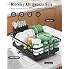 Kitsure Dish Drying Rack for Kitchen Counter, Stainless Steel Sink Organization and Storage Essentials with Cutlery Holder, Home and Appartment Decor, 12''W x 15.5''L, Black