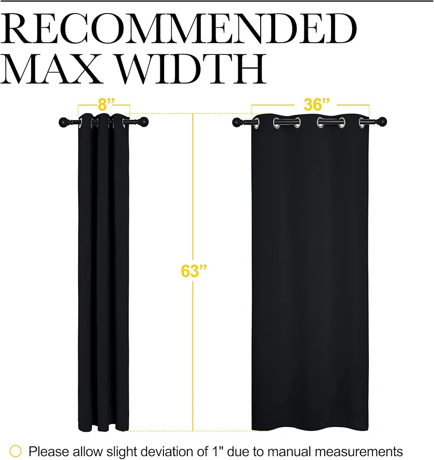 NICETOWN Halloween Pitch Black Solid Thermal Insulated Grommet Blackout Curtains/Drapes for Bedroom Window 