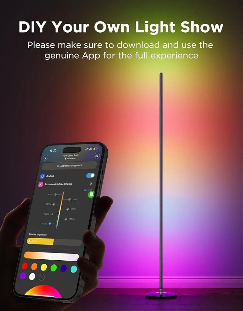 Govee RGBIC LED Corner Floor Lamp - Smart Matter-Compatible Music Sync Standing Light