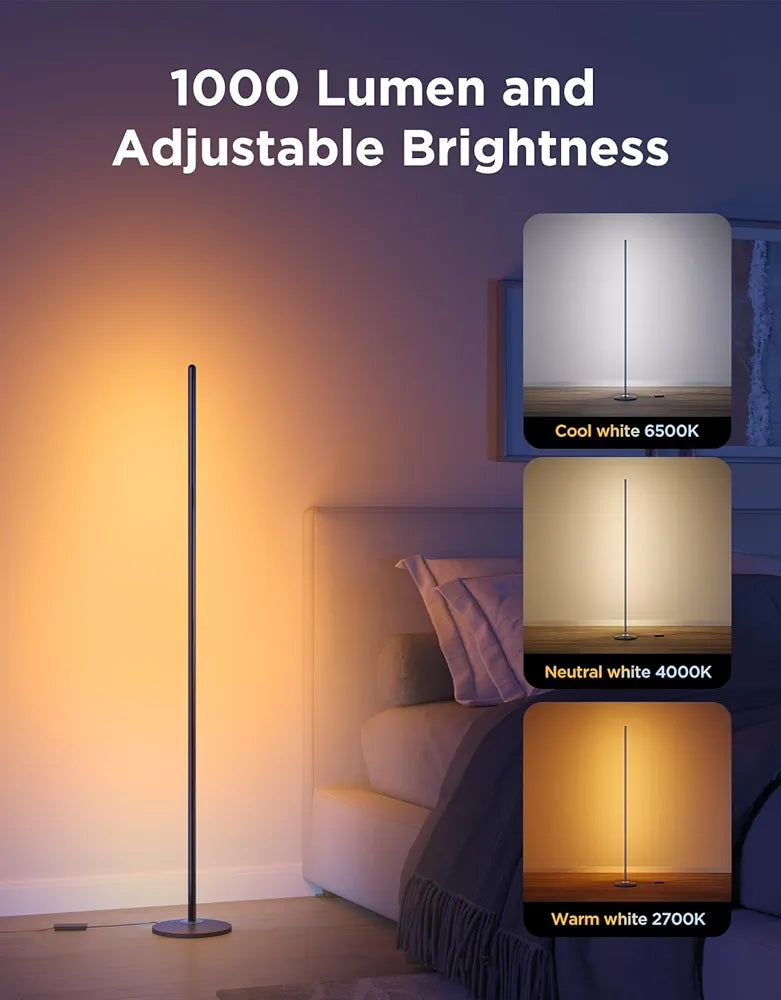 Govee RGBIC LED Corner Floor Lamp - Smart Matter-Compatible Music Sync Standing Light