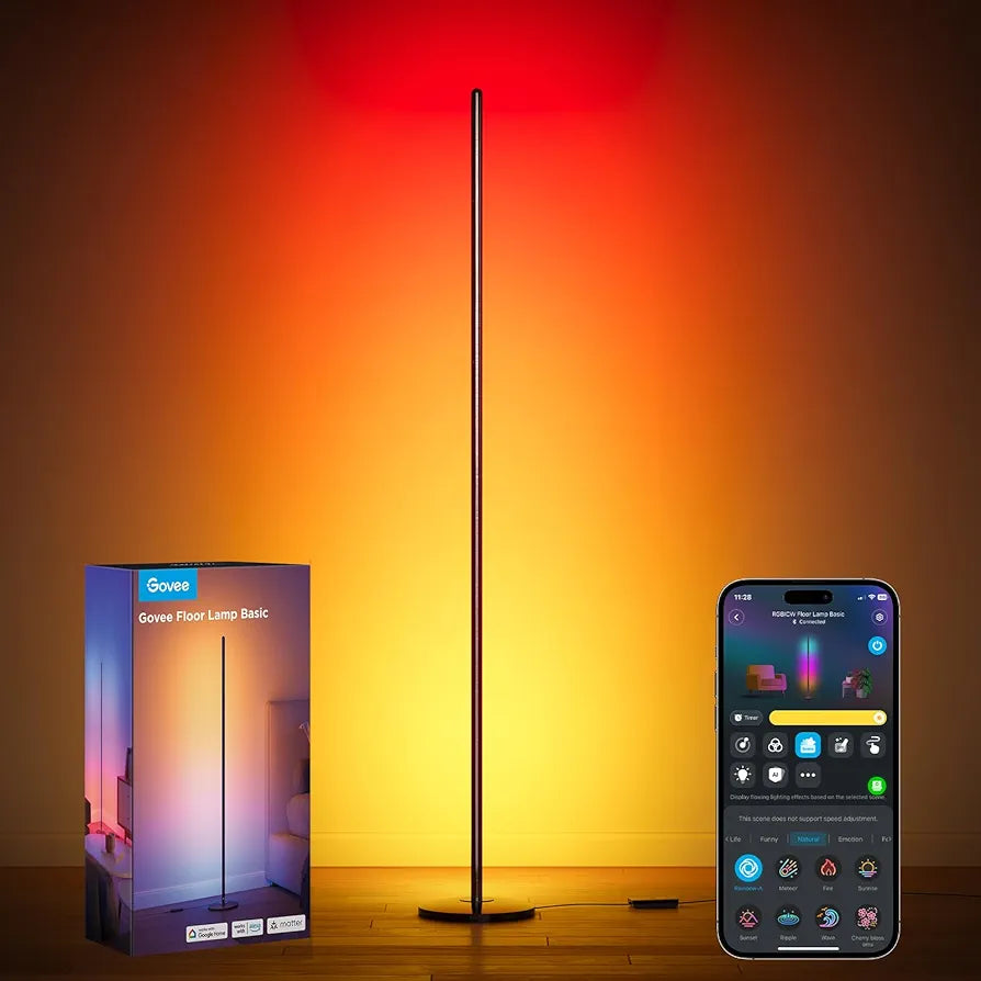 Govee RGBIC LED Corner Floor Lamp - Smart Matter-Compatible Music Sync Standing Light