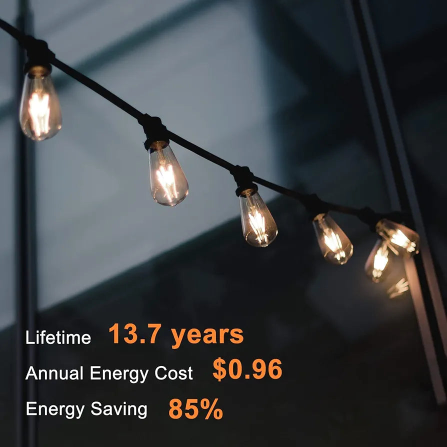 TJOY Dimmable Vintage LED Edison Bulbs, 60W Equivalent, E26 Base, 2700K Warm White, 6 Pack