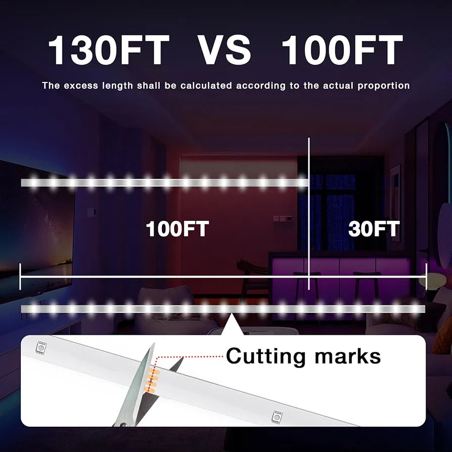 DAYBETTER 130ft RGB LED Strip Lights with Remote and 24V Power Supply