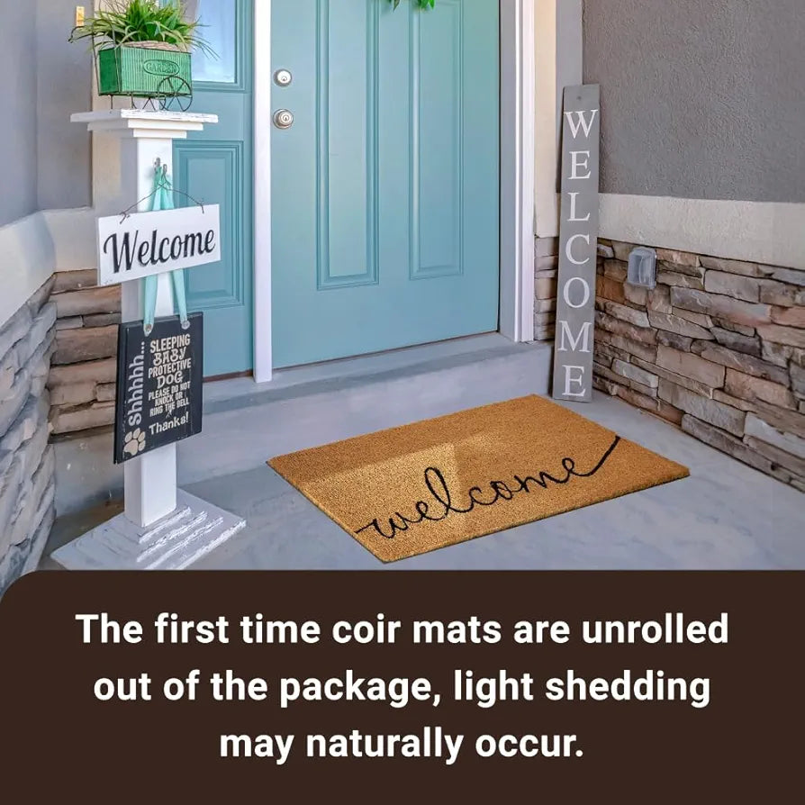 KANKUN Heavy-Duty Coco Coir Welcome Doormat for Entrance