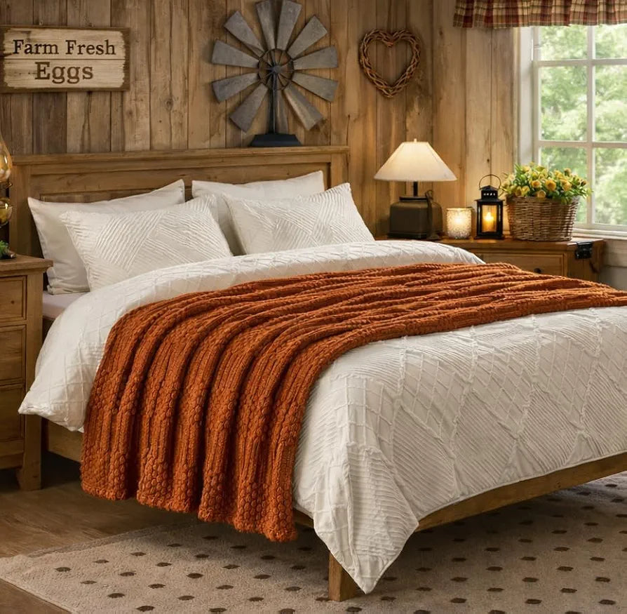 Rust 50x70 Inch Plush Fleece Throw Blanket - Soft, Aesthetic Decorative Bed and Sofa Cover
