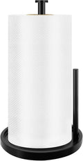 STWWO Paper Towel Holder Countertop, Standing Paper Roll Holder with Anti Slip Weighted Base, Stainless Steel Freestanding Paper Towel Holder for Kitchen, Black