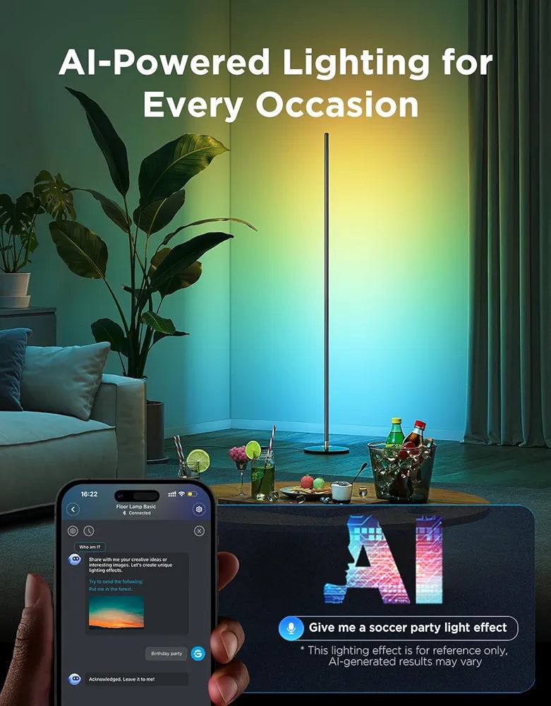 Govee RGBIC LED Corner Floor Lamp - Smart Matter-Compatible Music Sync Standing Light