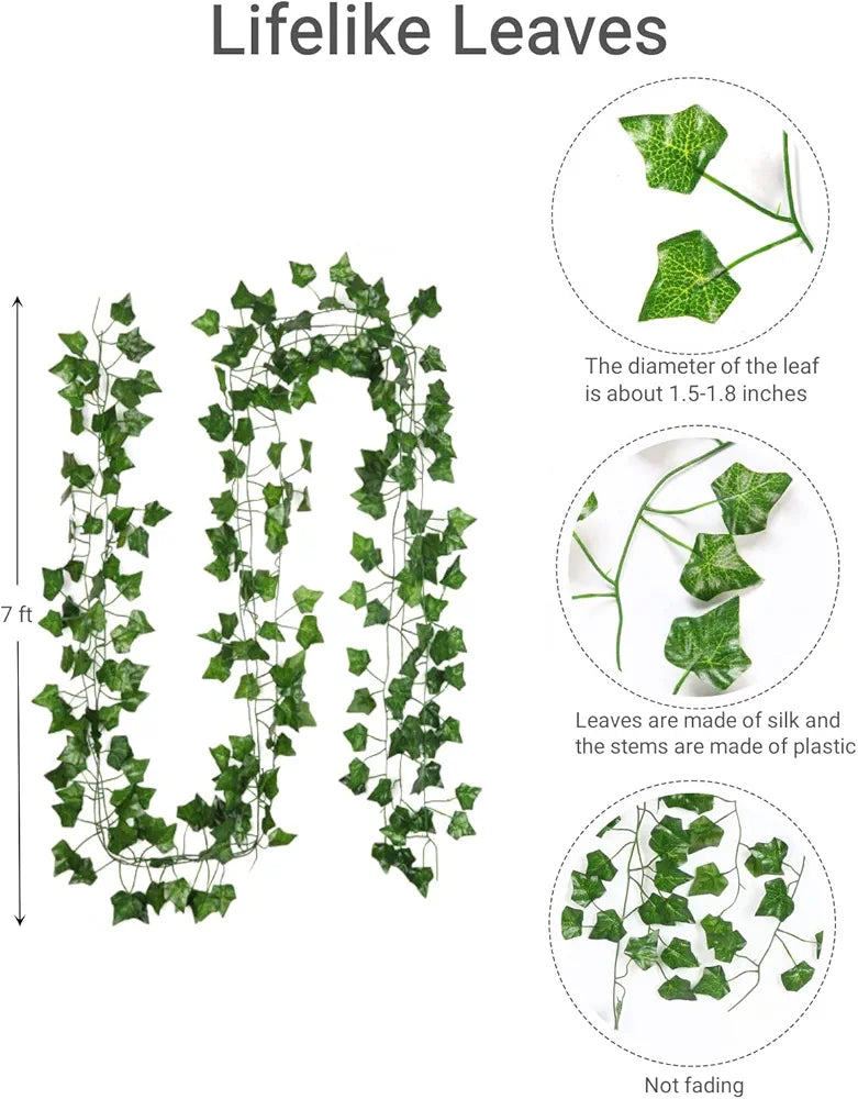 Fake Vines for Room Decor Aesthetic Artificial Plant Ivy Leaves Hanging Greenery Garlands for Home Bedroom Wall Wedding Party Decor