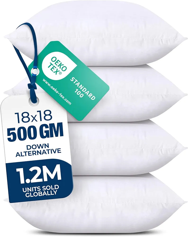 Utopia Bedding Throw Pillows  – 18 x 18 Inches Down Alternative Pillows for Bed, Sofa, and Couch - Fluffy Decorative Stuffer Pillow for Indoors & Outdoors