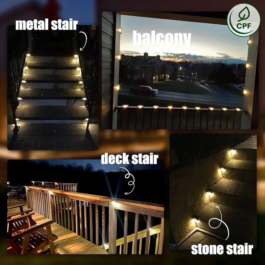 SOLPEX 16-Pack Waterproof Solar LED Deck and Step Lights for Outdoor Stairs, Fence, and Patio