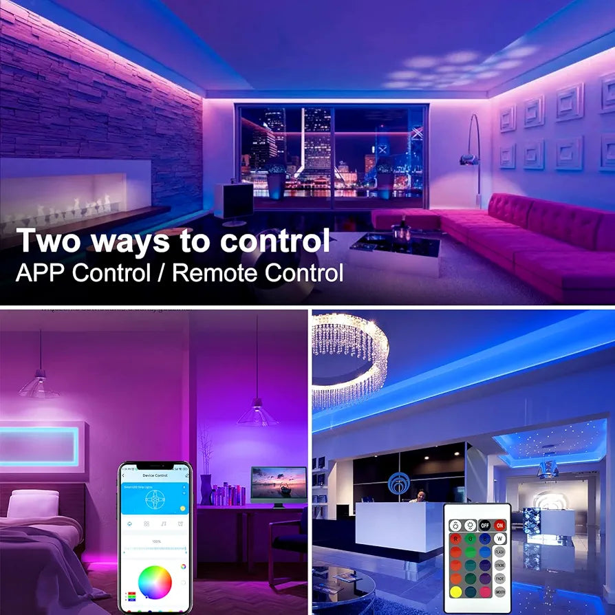 DAYBETTER 130ft RGB LED Strip Lights with Remote and 24V Power Supply