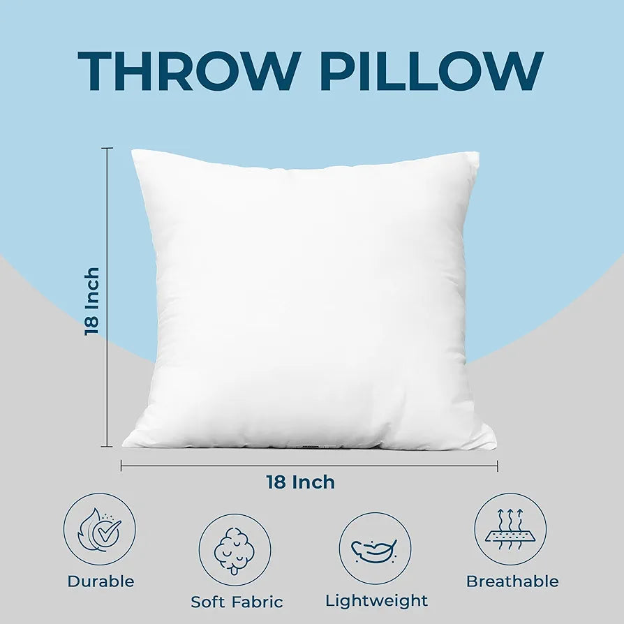 Utopia Bedding Throw Pillows  – 18 x 18 Inches Down Alternative Pillows for Bed, Sofa, and Couch - Fluffy Decorative Stuffer Pillow for Indoors & Outdoors