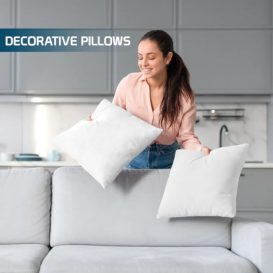 Utopia Bedding Throw Pillows  – 18 x 18 Inches Down Alternative Pillows for Bed, Sofa, and Couch - Fluffy Decorative Stuffer Pillow for Indoors & Outdoors