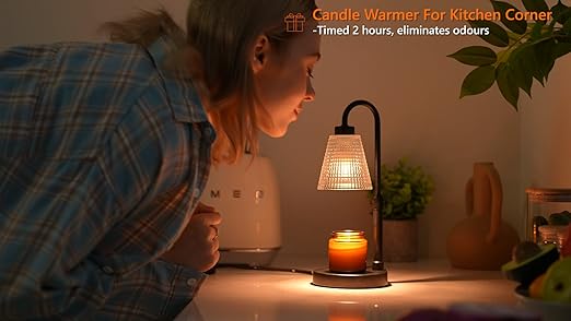Innqoo Candle Warmer Lamp with Timer, Dimmable Candle Warmer for Jar Candles, Height Adjustable Wax Melts Warmer, Birthday Gifts for Women Mom, House Warming Gifts New Home Decor