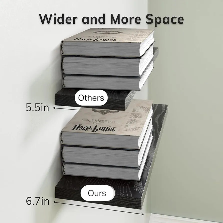 BAYKA Rustic Wall-Mounted Floating Wood Shelves for Bathroom, Bedroom, Kitchen, and Living Room Storage with 22lbs Capacity