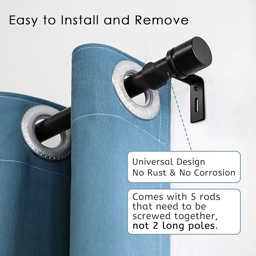 Byondeth Adjustable 16-88 Inch Window Curtain Rod with Aluminum Finials, Black