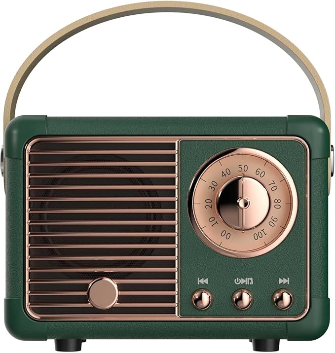 Dosmix Retro Bluetooth Speaker, Vintage Decor Mini Wireless Speaker, Cute Portable Small Speaker for Bedroom Desk Kitchen Office, Old Fashion Style Room Decor Speaker, Gift for Women Men Girls(Green)