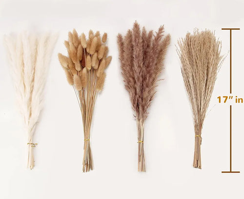 100-Stem Dried Pampas Grass & Bunny Tails Bouquet - Boho Rustic Home Decor