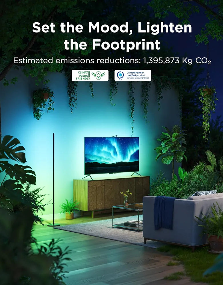 Govee RGBIC LED Corner Floor Lamp - Smart Matter-Compatible Music Sync Standing Light