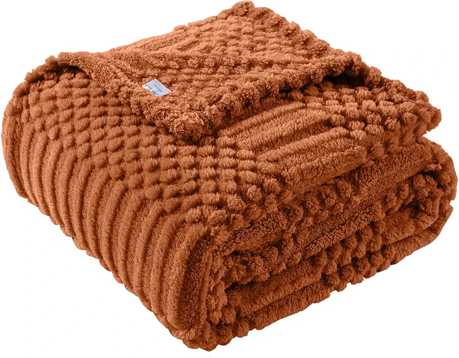 Rust 50x70 Inch Plush Fleece Throw Blanket - Soft, Aesthetic Decorative Bed and Sofa Cover