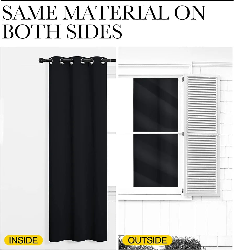 NICETOWN Halloween Pitch Black Solid Thermal Insulated Grommet Blackout Curtains/Drapes for Bedroom Window 