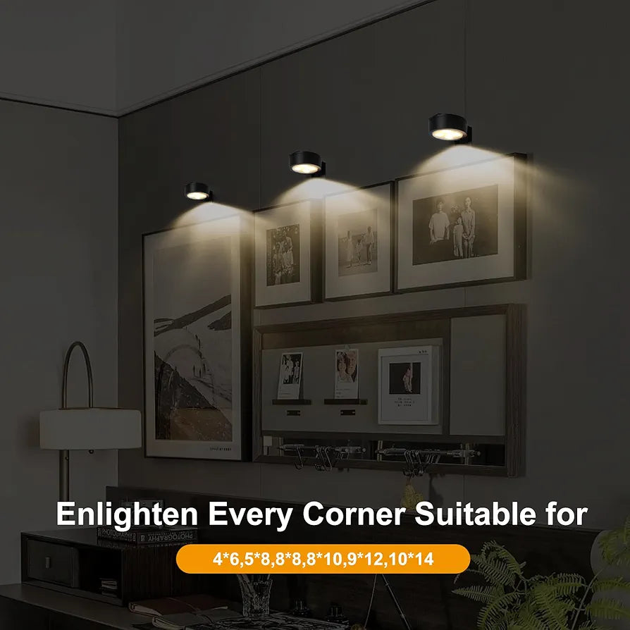 3-Pack Wireless Magnetic Picture Lights with Remote, Dimmable Timer & 3 Lighting Modes