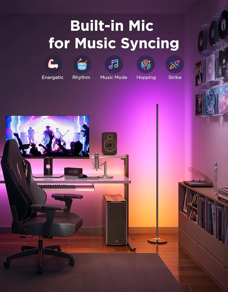 Govee RGBIC LED Corner Floor Lamp - Smart Matter-Compatible Music Sync Standing Light