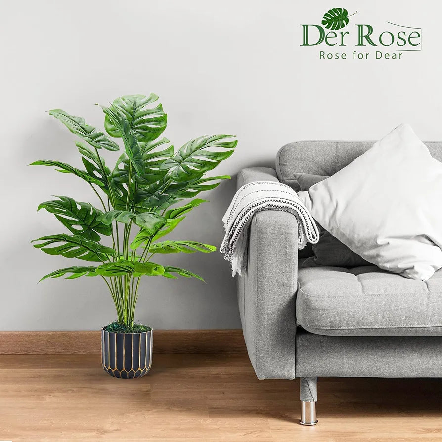 28-Inch Artificial Monstera Deliciosa Potted Plant - Realistic Faux Tropical Tree for Indoor and Outdoor Home Decor