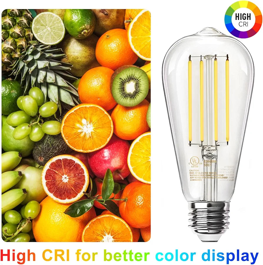 TJOY Dimmable Vintage LED Edison Bulbs, 60W Equivalent, E26 Base, 2700K Warm White, 6 Pack
