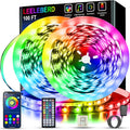 Leeleberd 100ft RGB LED Strip Lights with Music Sync, Bluetooth App & Remote Control