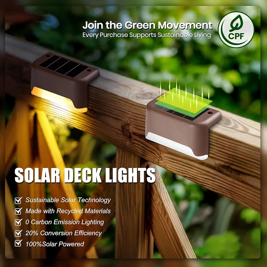 SOLPEX 16-Pack Waterproof Solar LED Deck and Step Lights for Outdoor Stairs, Fence, and Patio
