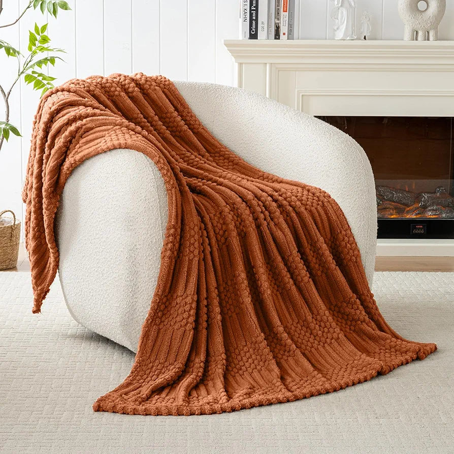Rust 50x70 Inch Plush Fleece Throw Blanket - Soft, Aesthetic Decorative Bed and Sofa Cover