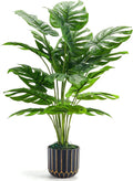 28-Inch Artificial Monstera Deliciosa Potted Plant - Realistic Faux Tropical Tree for Indoor and Outdoor Home Decor