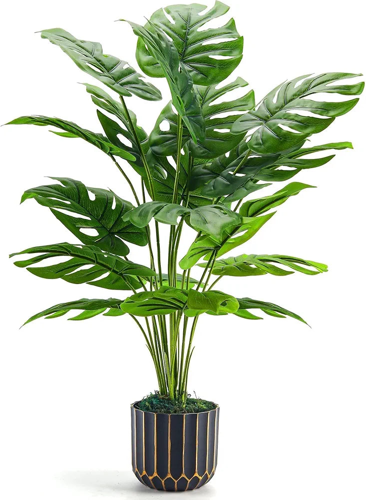 28-Inch Artificial Monstera Deliciosa Potted Plant - Realistic Faux Tropical Tree for Indoor and Outdoor Home Decor