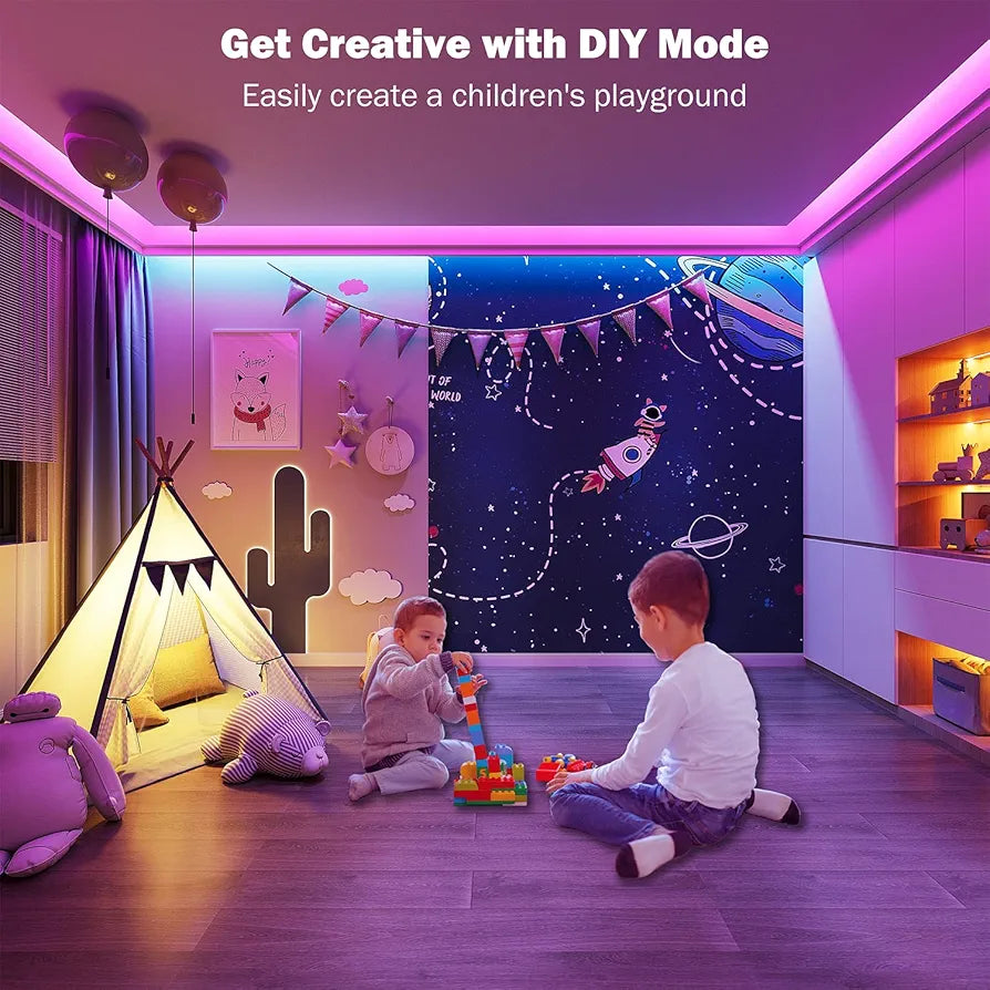 Leeleberd 100ft RGB LED Strip Lights with Music Sync, Bluetooth App & Remote Control