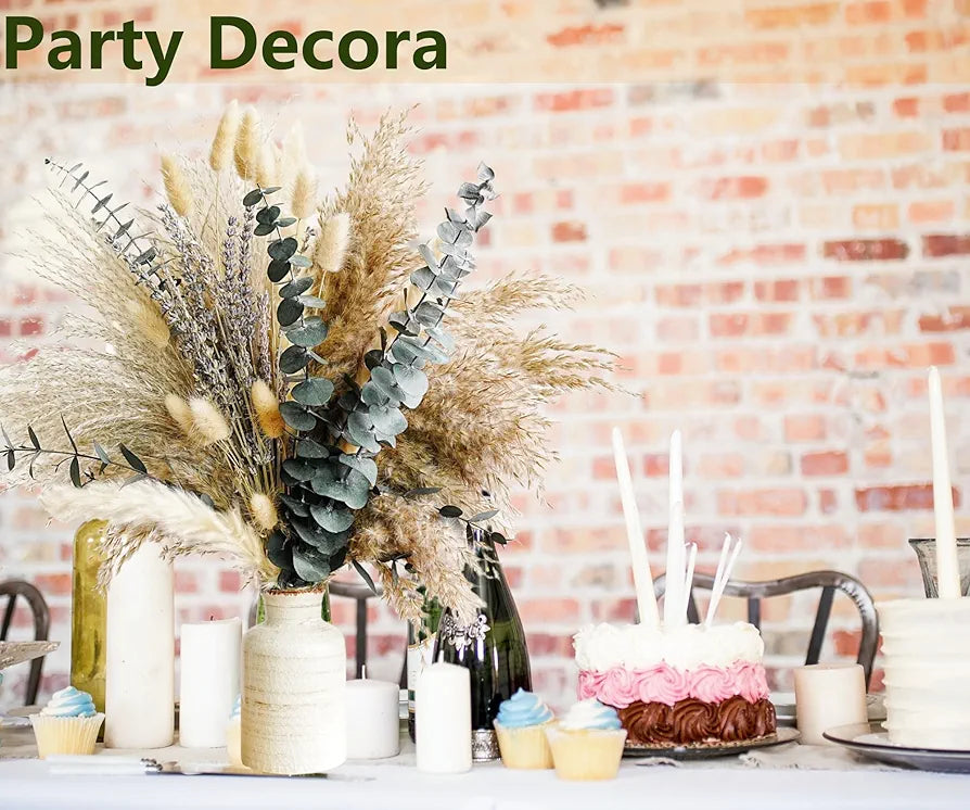 Exquisite Green Pampas Grass, Lavender, and Eucalyptus Dried Flower Boho Bouquet for Rustic Home and Wedding Decor