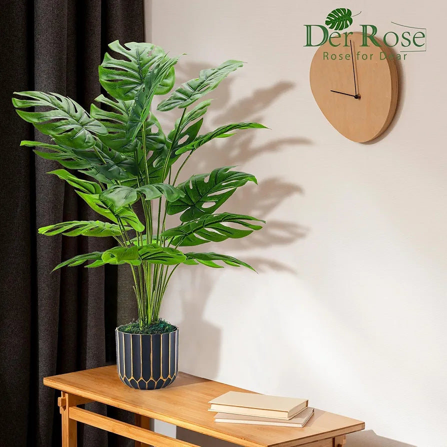 28-Inch Artificial Monstera Deliciosa Potted Plant - Realistic Faux Tropical Tree for Indoor and Outdoor Home Decor