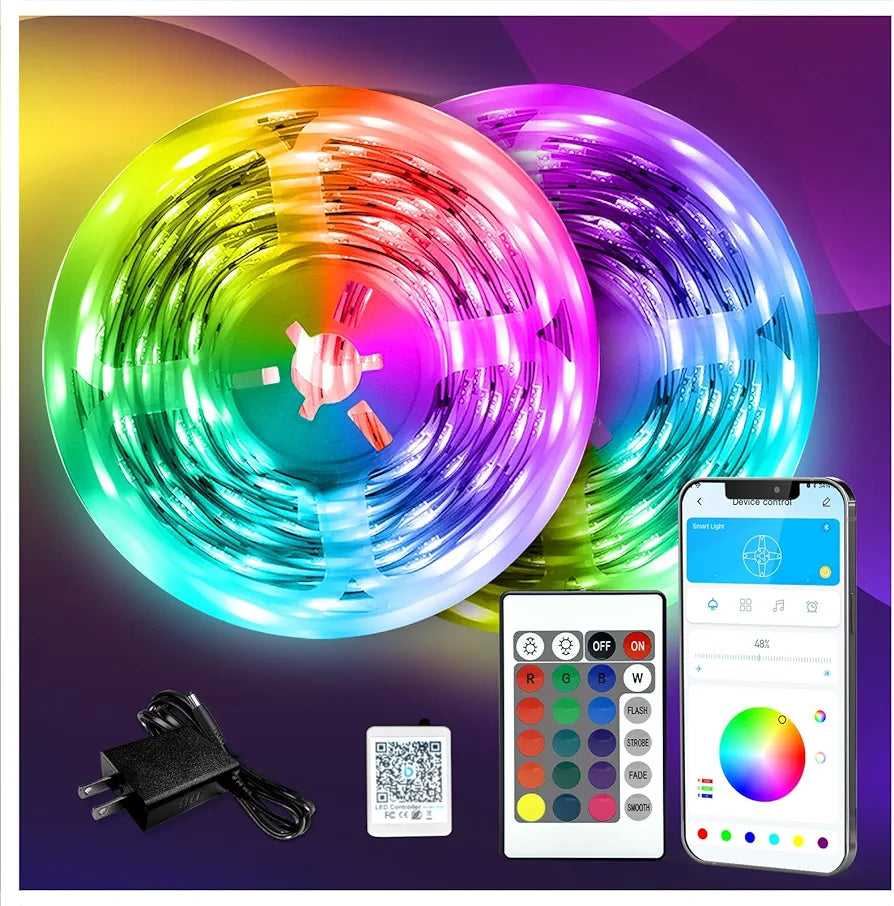 DAYBETTER 130ft RGB LED Strip Lights with Remote and 24V Power Supply
