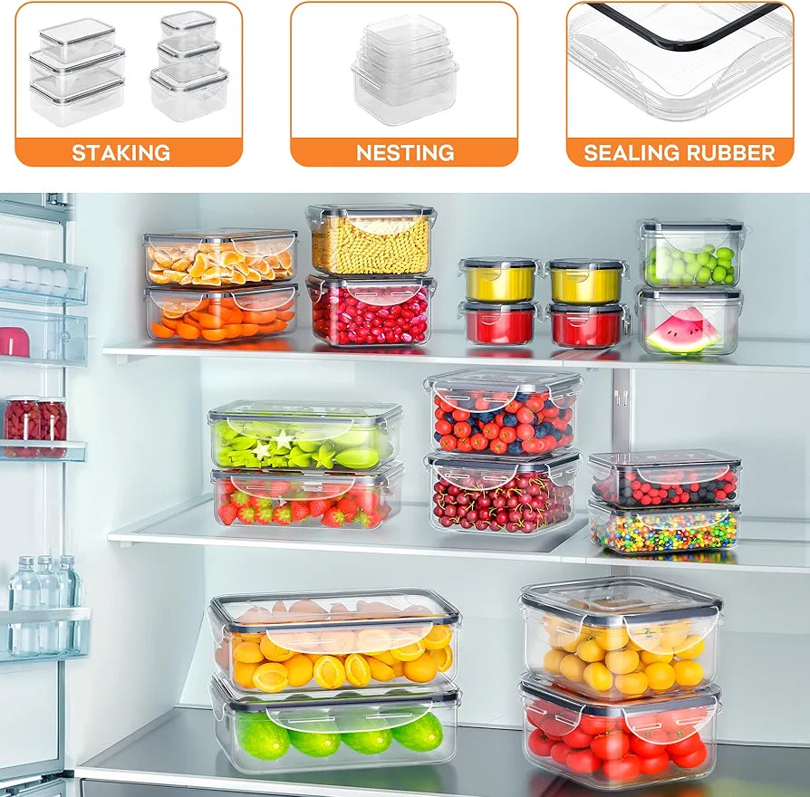 40 PCS Food Storage Containers with Lids Airtight , Plastic Storage Meal Prep Container-Stackable 100% Leakproof & Microwave Organization and Storage Sets, Lunch Containers