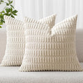 MIULEE Corduroy Decorative Throw Pillow Covers, 18x18 Inch, Set of 2, Cream White