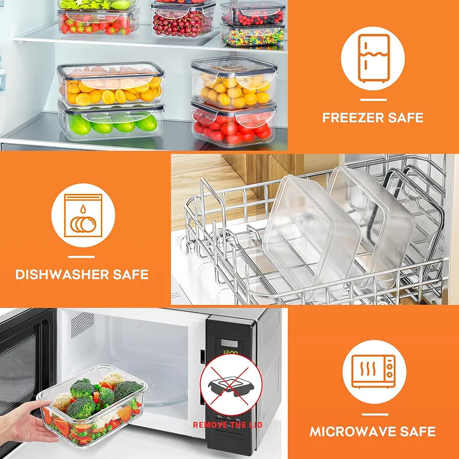 40 PCS Food Storage Containers with Lids Airtight , Plastic Storage Meal Prep Container-Stackable 100% Leakproof & Microwave Organization and Storage Sets, Lunch Containers
